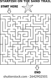 Starfish maze sand trail activity kids game printable