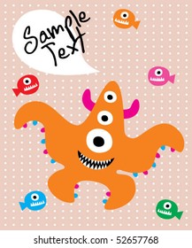 starfish monster greeting card