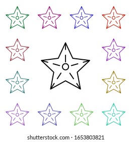Starfish Symbol mit mehrfarbigem Stil. Einfache dünne Linie, Vektorillustration der Sommersymbole für i und ux, Website oder mobile Applikationen