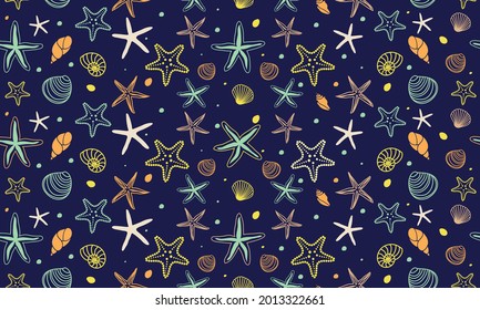 starfish navy vector pattern drawing