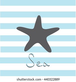 Starfish on a background of stripes painted in the vector.