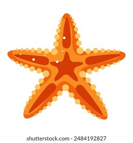 Starfish on a white background. Ocean exotic underwater shell, spiral snail, underwater mollusk. Sea creatures. Trendy flat vector illustration for sticker.