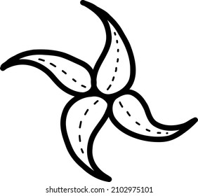 Starfish on a white background. Vector illustration in the style of a doodle