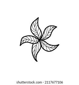 Starfish on a white background. Vector illustration in the style of a doodle