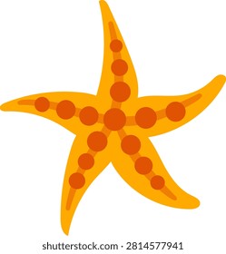 Starfish orange vector object on white. Stylized sea star marine echinoderm character illustration