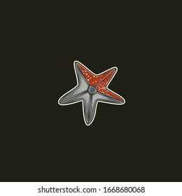 Starfish. Original vector illustration, icon in retro style.