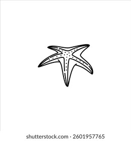 starfish outline illustration. starfish black line illustration.
