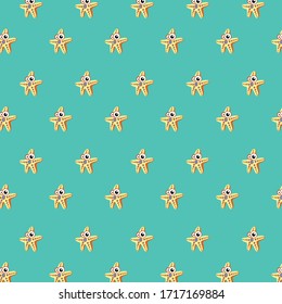 starfish pattern on green background vector
