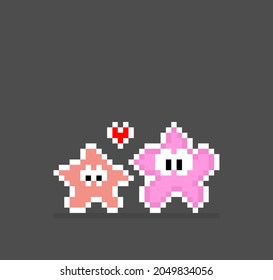 Starfish pixel. Vector illustration of 8 bit game assets.