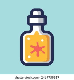 Starfish plankton in a jar flat illustration