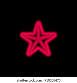 Starfish red glowing neon ui ux icon. Glowing sign logo vector