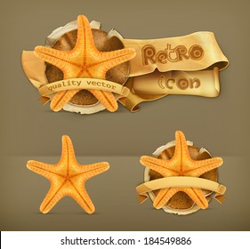 Starfish retro vector icon