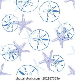 Starfish Sand dollar Seamless Repeat Pattern