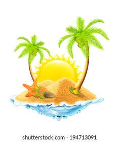 Starfish in the sand, vector illustration