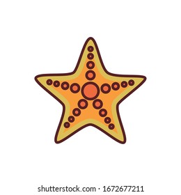 starfish sea animal line color style icon vector illustration design