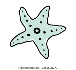 Starfish sea in hand drawn style on white background. doodle Starfish cartoon.