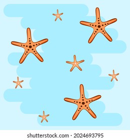 starfish, sea illustration, hand drawn sea stars, Beautiful Marine Design Elements Vector Suitable for prints and patterns.