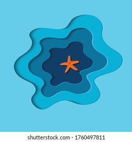 starfish in sea with paper cut background