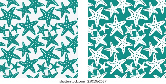 Starfish in the sea, Seamless pattern for decorating all fashion designs, fabrics, wallpapers and prints on a light and dark background.