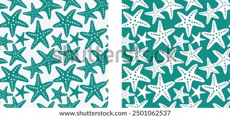 Starfish in the sea, Seamless pattern for decorating all fashion designs, fabrics, wallpapers and prints on a light and dark background.