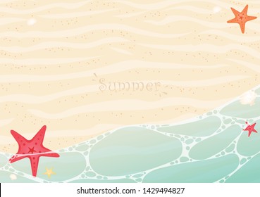Starfish and sea shell on summer beach background vector for decoration on summer season events.