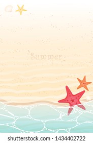 Starfish and sea shell on summer beach background vector for decoration on summer season events.
