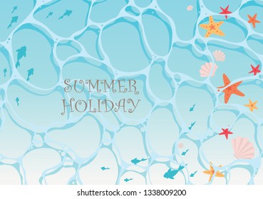 Starfish and sea shell under the sea water vector background for decoration on summer holiday events.