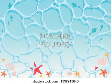 Starfish and sea shell under the sea water vector background for decoration on summer holiday events.