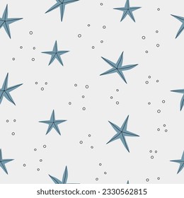 Starfish seamless pattern. Marine endless. Modern design for clothes, fabric, paper, cover, interior decoration. Vector texture. Scandinavian style. EPS 10