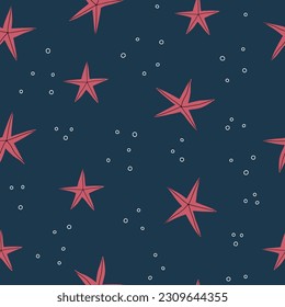 Starfish seamless pattern. Modern design for clothes, fabric, paper, cover, interior decor. Vector texture.