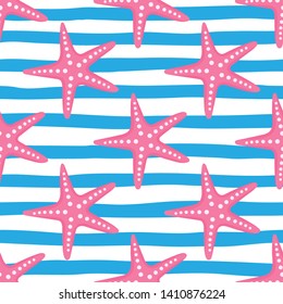 Starfishes On Striped Background Cute Sea Stock Vector (Royalty Free ...