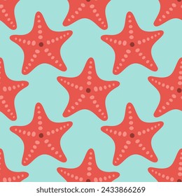 Starfish seamless pattern. Trendy pattern of starfish for wrapping paper, wallpaper, stickers, notebook cover.