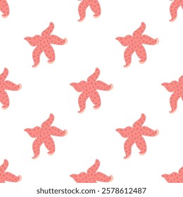 Starfish seamless pattern. Trendy pattern of starfish for wrapping paper, wallpaper, stickers, notebook cover.