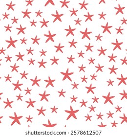 Starfish seamless pattern. Trendy pattern of starfish for wrapping paper, wallpaper, stickers, notebook cover.