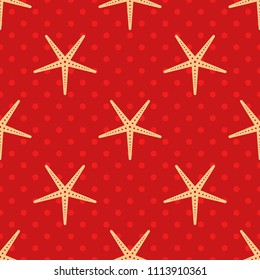 Starfish seamless pattern for use as wrapping paper gift or wallpaper and printing, summer theme