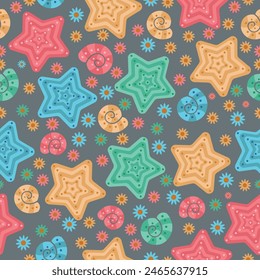  starfish seamless pattern in vector