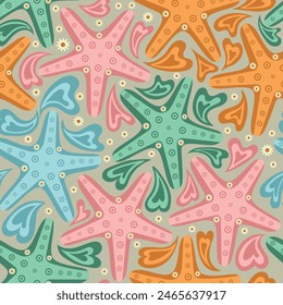  starfish seamless pattern in vector