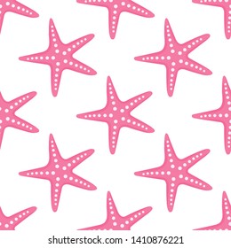 Starfish seamless pattern. White background Vector