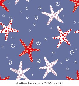 Starfish seamless vector pattern. Underwater background, great for textiles, banner, wallpapers, wrapping.