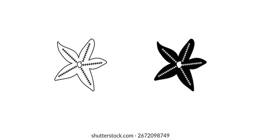 Seestern-Set-Symbol auf weißem Hintergrund, Vektorgrafik