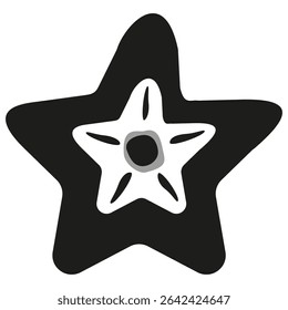 Starfish shape icon. Black outline vector. Sea creature symbol. Abstract marine design.