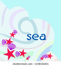starfish shell sea vector background