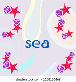 starfish shell sea vector background