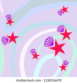 starfish shell sea vector background