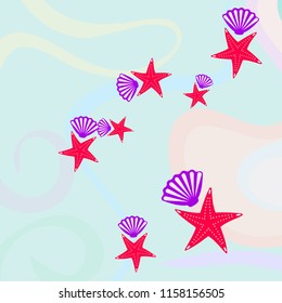 starfish shell sea vector background
