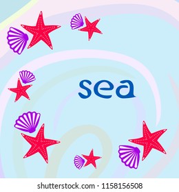 starfish shell sea vector background