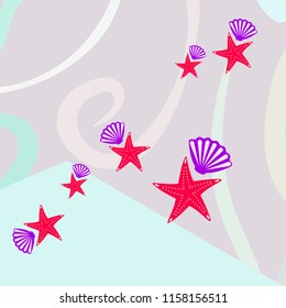 starfish shell sea vector background