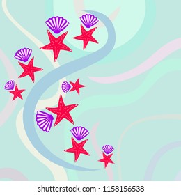starfish shell sea vector background