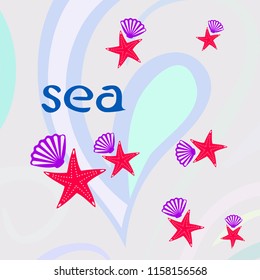 starfish shell sea vector background