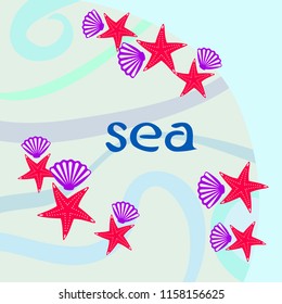 starfish shell sea vector background